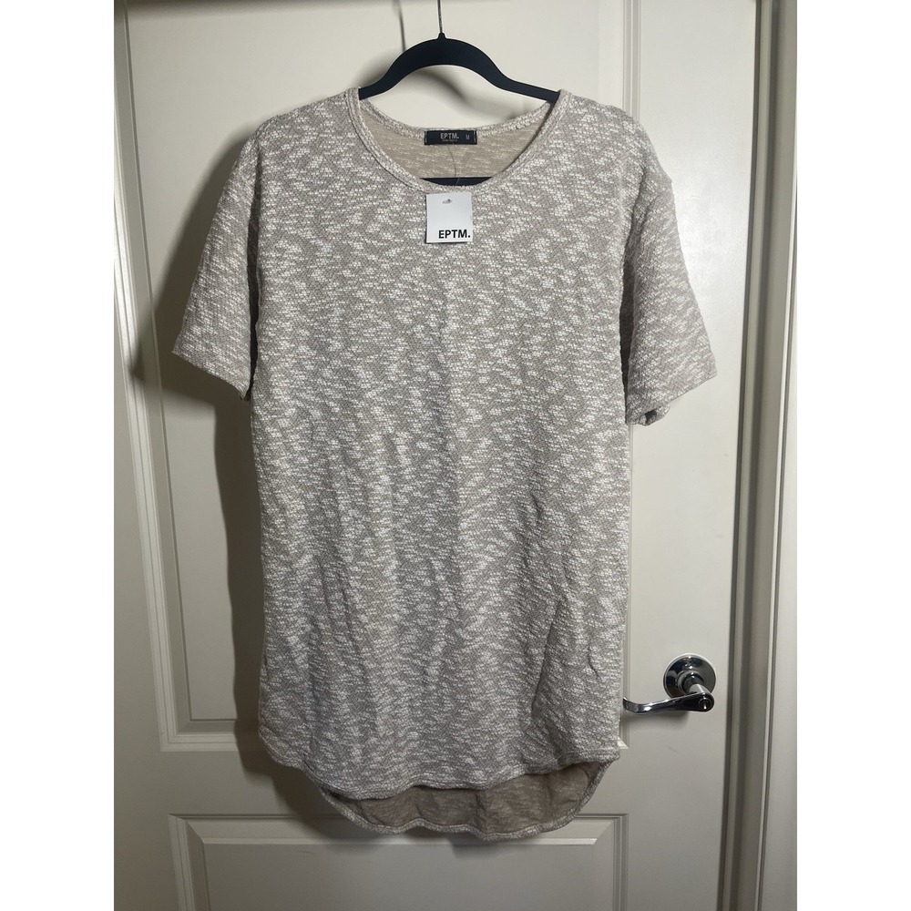 EPTM Mens Marble French Terry Elongated Curved Hem Tee Gray Streetwear Size M
